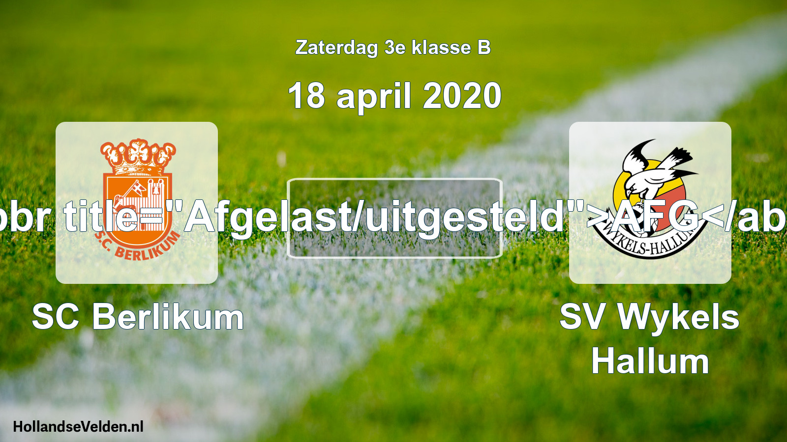 Scheduled Match: SC Berlikum - SV Wykels Hallum (18 April 2020)