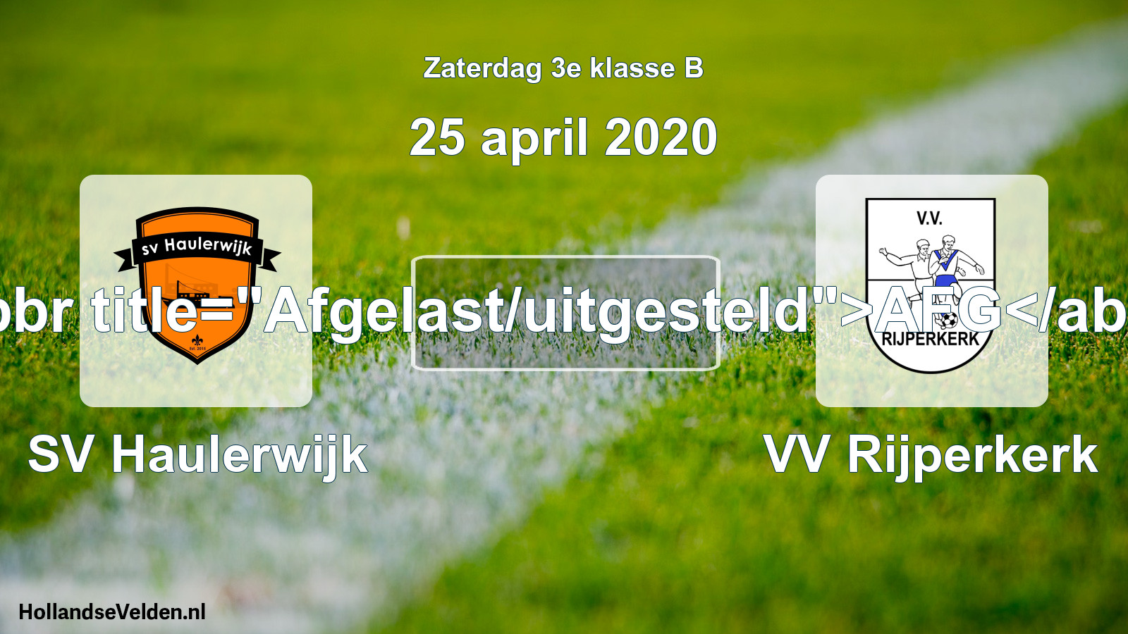 Scheduled Match: SV Haulerwijk - VV Rijperkerk (25 April 2020)
