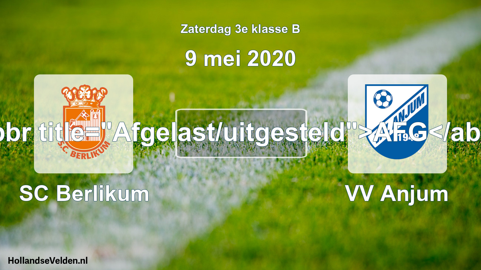 Scheduled Match: SC Berlikum - VV Anjum (9 May 2020)
