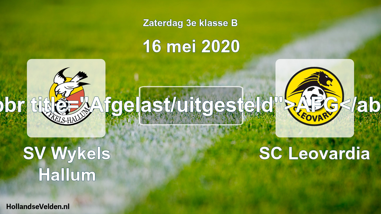 Scheduled Match: SV Wykels Hallum - SC Leovardia (16 May 2020)