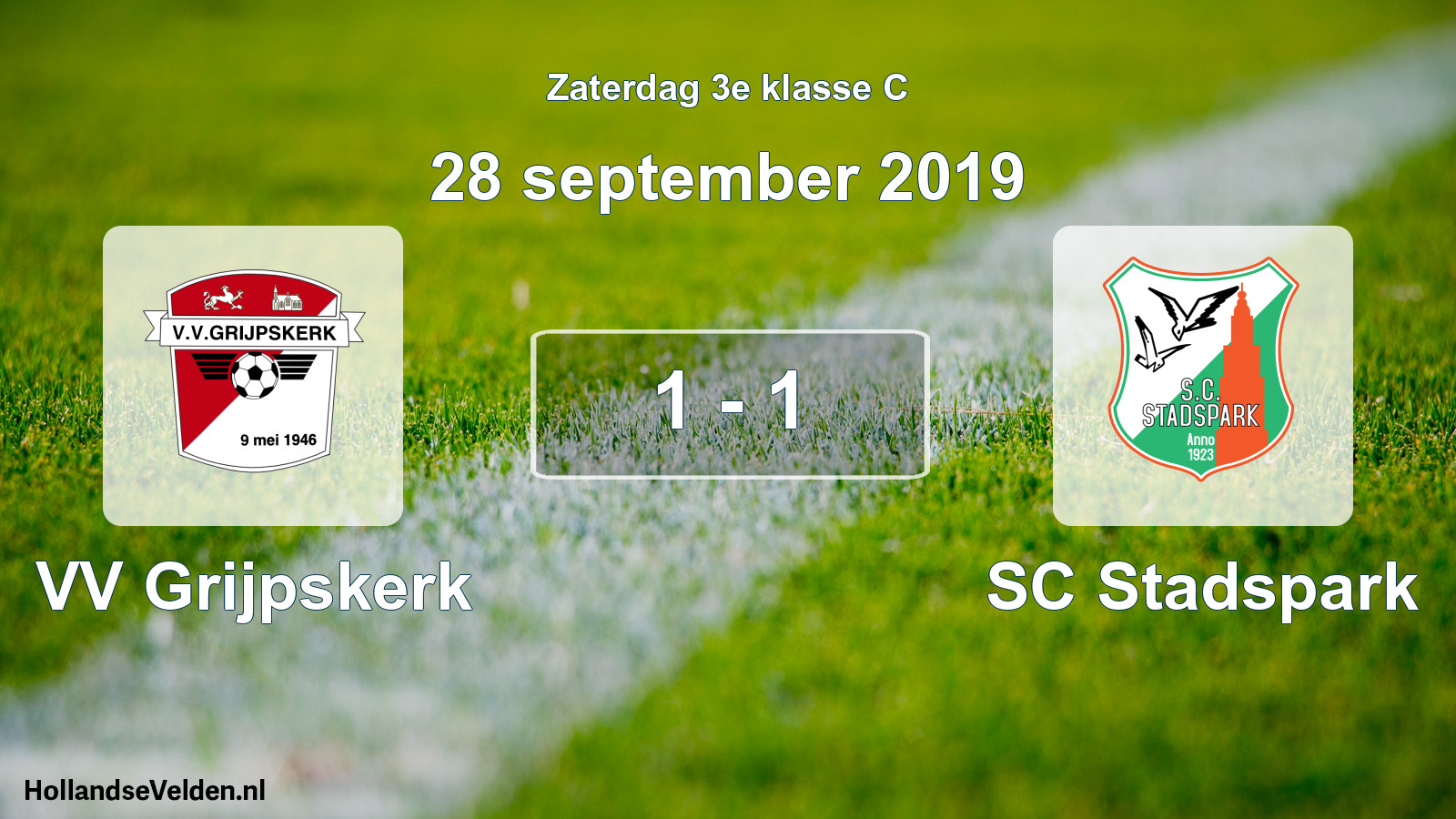 Total number of matches played: VV Grijpskerk - SC Stadspark 1 - 1 (28 September 2019)