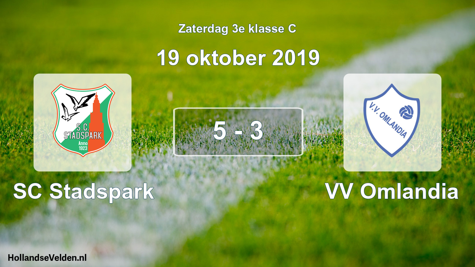 Total number of matches played: SC Stadspark - VV Omlandia 5 - 3 (19 October 2019)