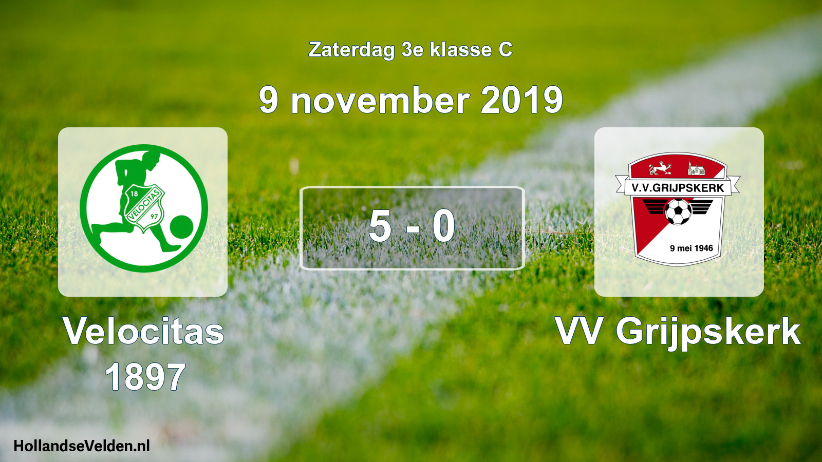Total number of matches played: Velocitas 1897 - VV Grijpskerk 5 - 0 (9 November 2019)