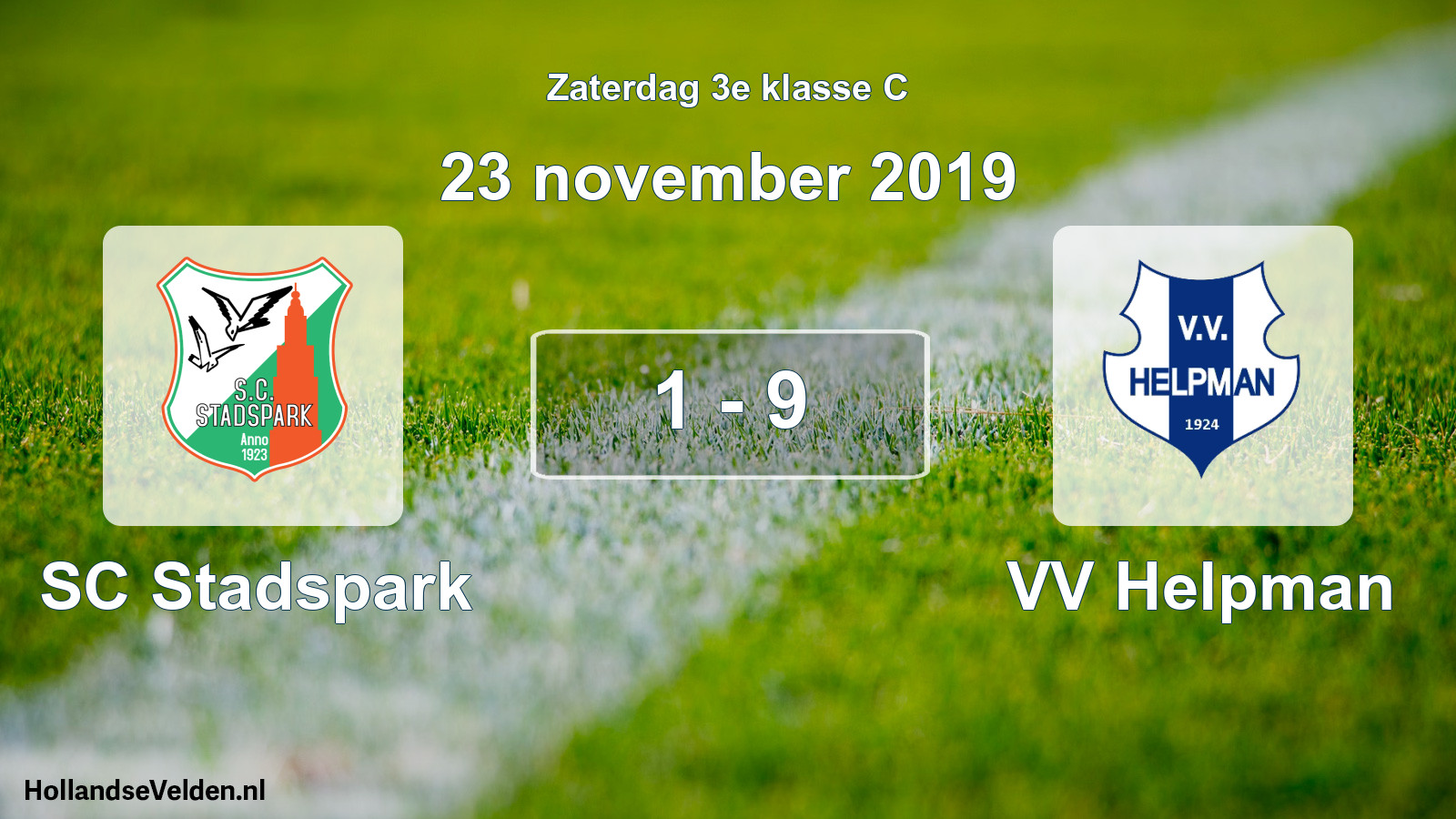 Total number of matches played: SC Stadspark - VV Helpman 1 - 9 (23 November 2019)
