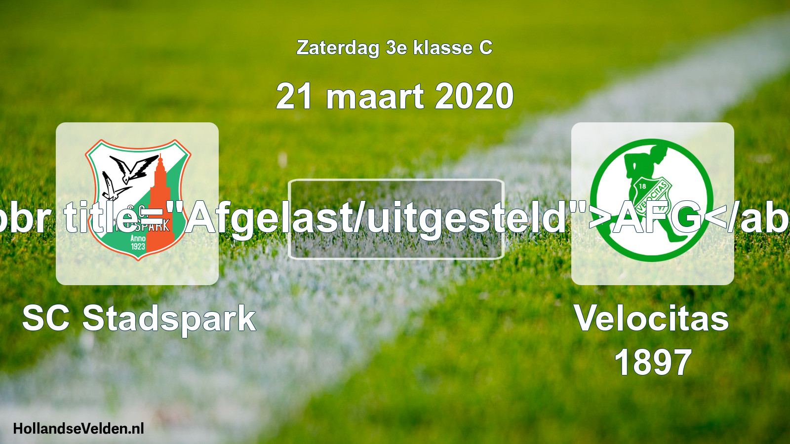 Scheduled Match: SC Stadspark - Velocitas 1897 (21 March 2020)