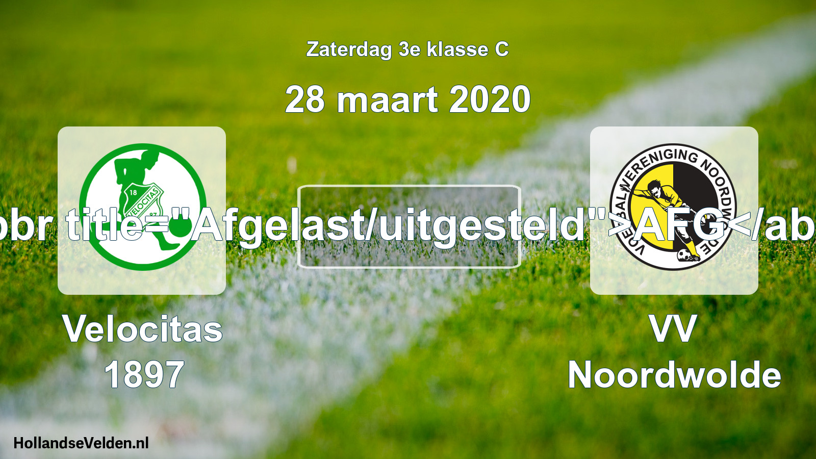 Scheduled Match: Velocitas 1897 - VV Noordwolde (28 March 2020)