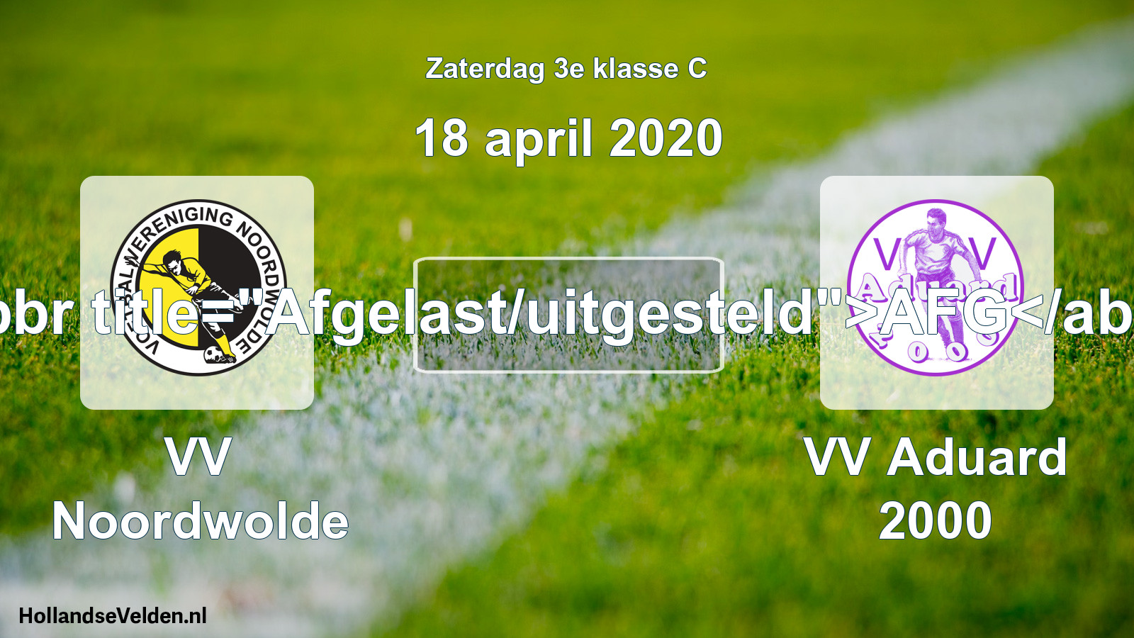 Scheduled Match: VV Noordwolde - VV Aduard 2000 (18 April 2020)