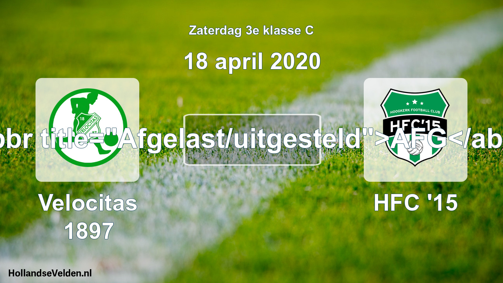 Scheduled Match: Velocitas 1897 - HFC '15 (18 April 2020)