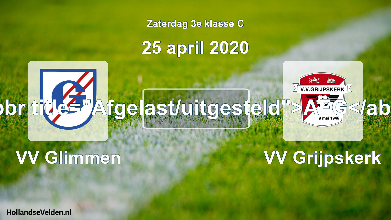 Scheduled Match: VV Glimmen - VV Grijpskerk (25 April 2020)