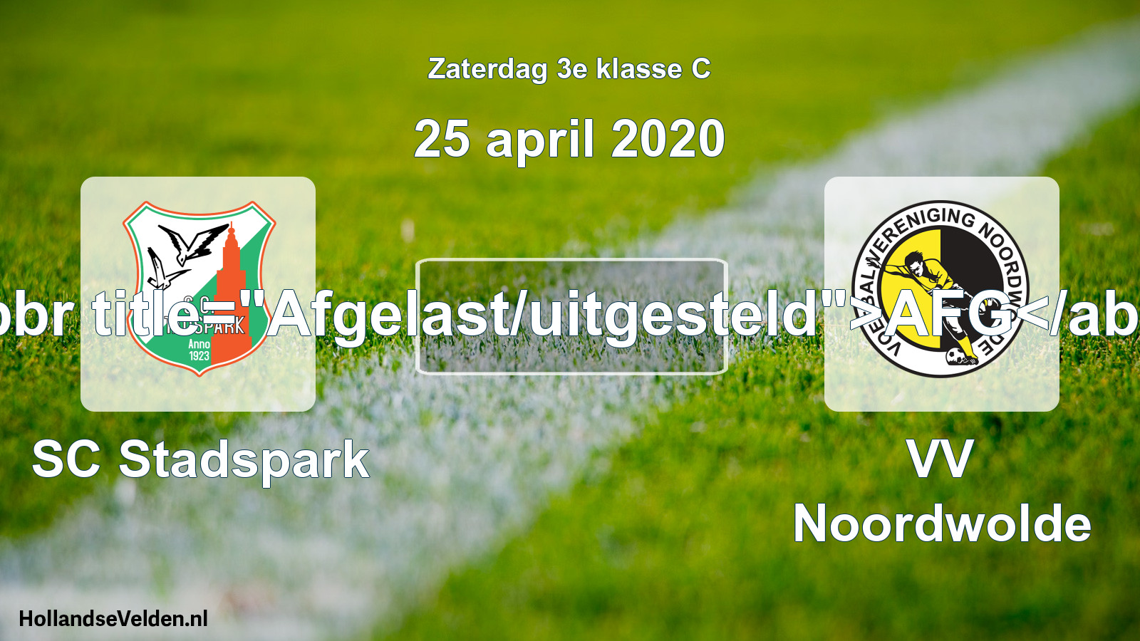 Scheduled Match: SC Stadspark - VV Noordwolde (25 April 2020)