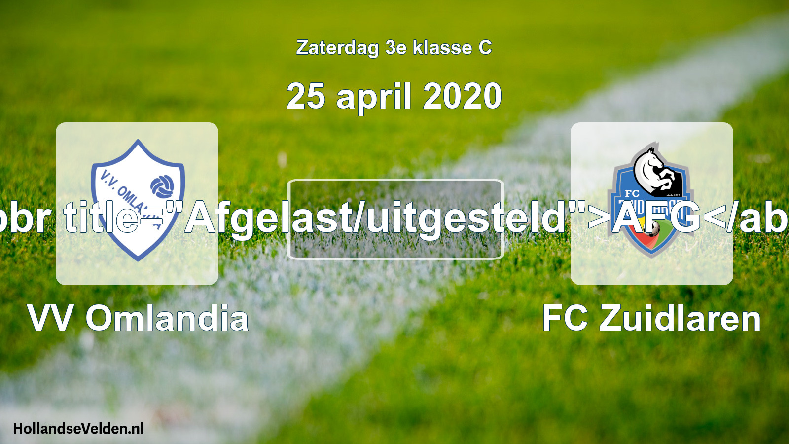 Scheduled Match: VV Omlandia - FC Zuidlaren (25 April 2020)