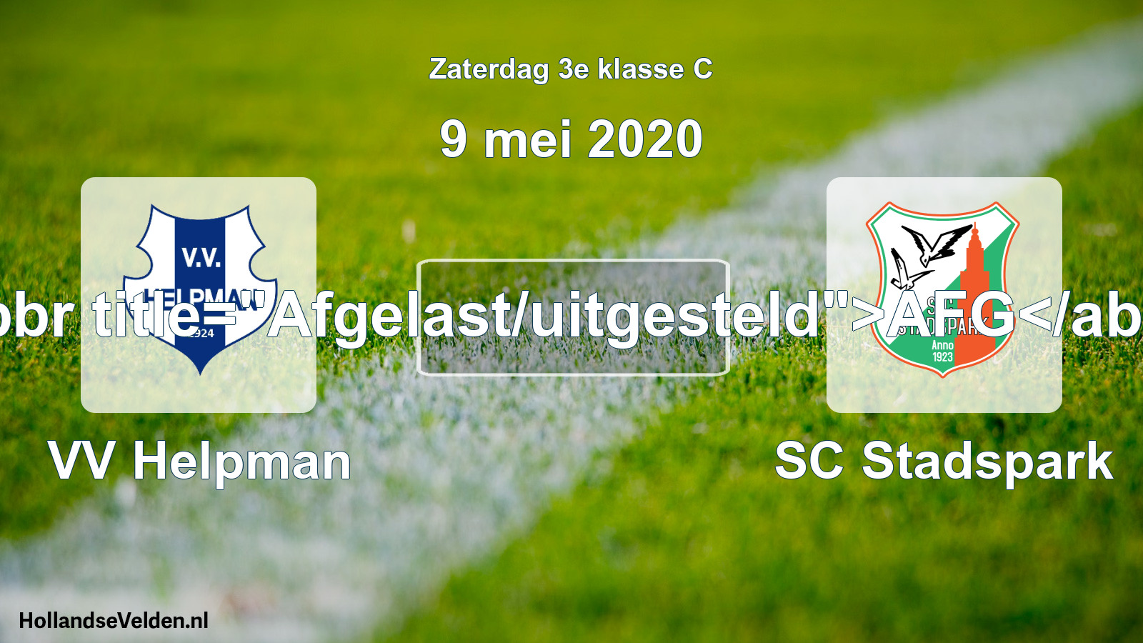 Scheduled Match: VV Helpman - SC Stadspark (9 May 2020)