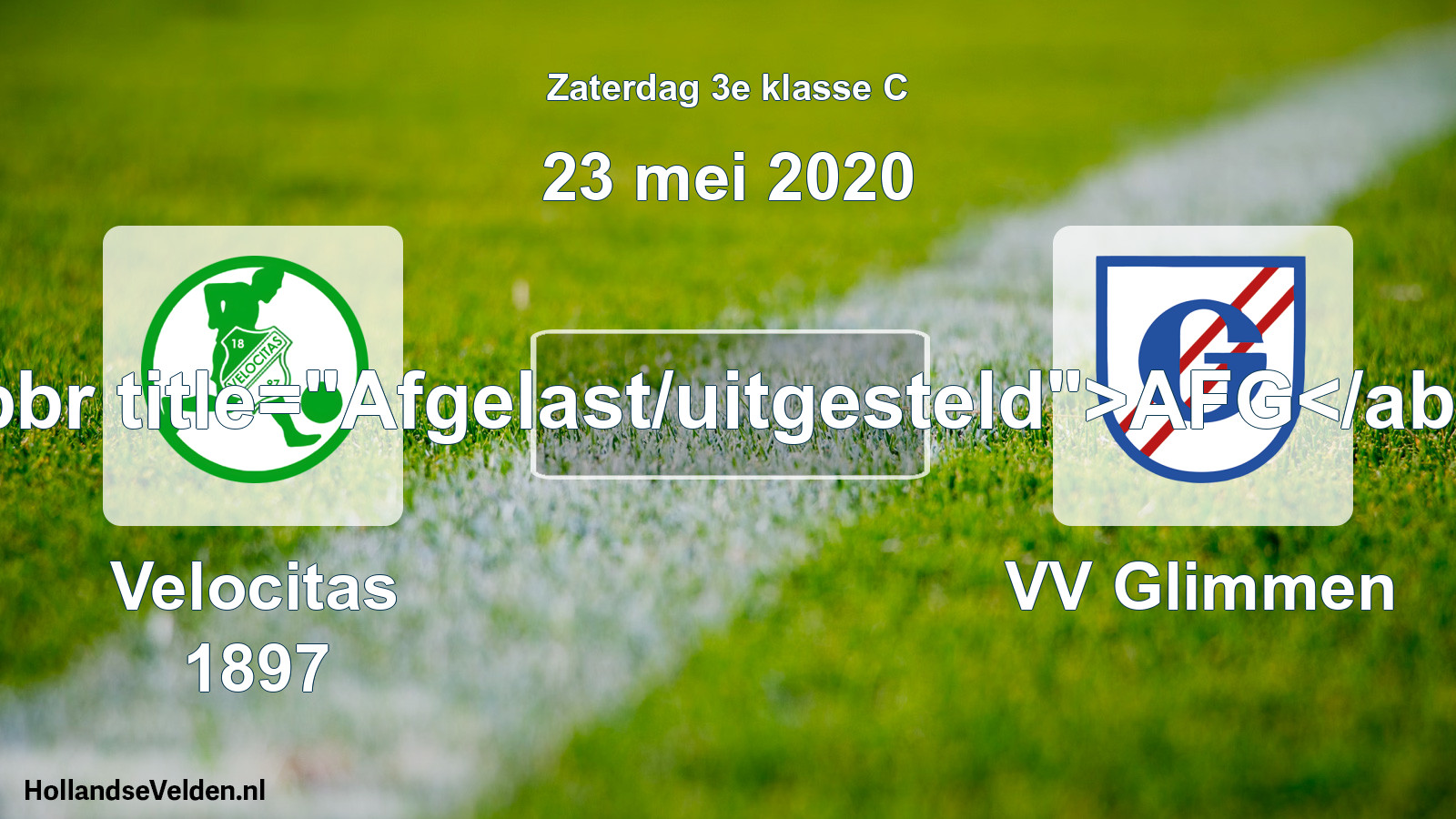 Scheduled Match: Velocitas 1897 - VV Glimmen (23 May 2020)