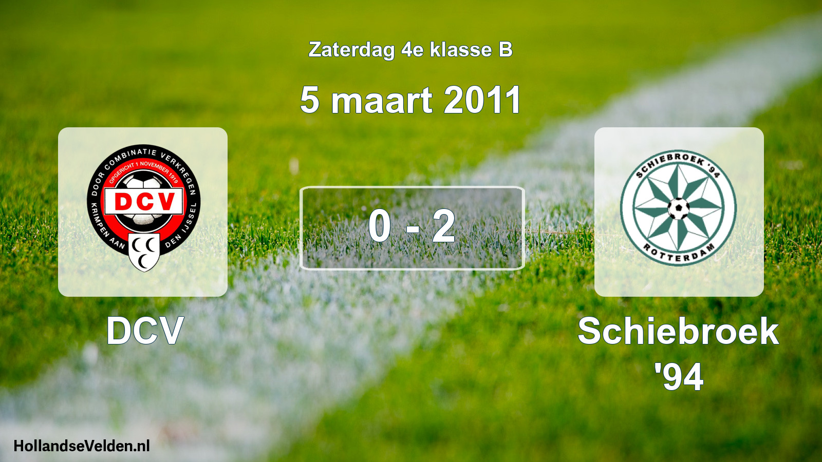 Total number of matches played: DCV - Schiebroek '94 0 - 2 (5 March 2011)