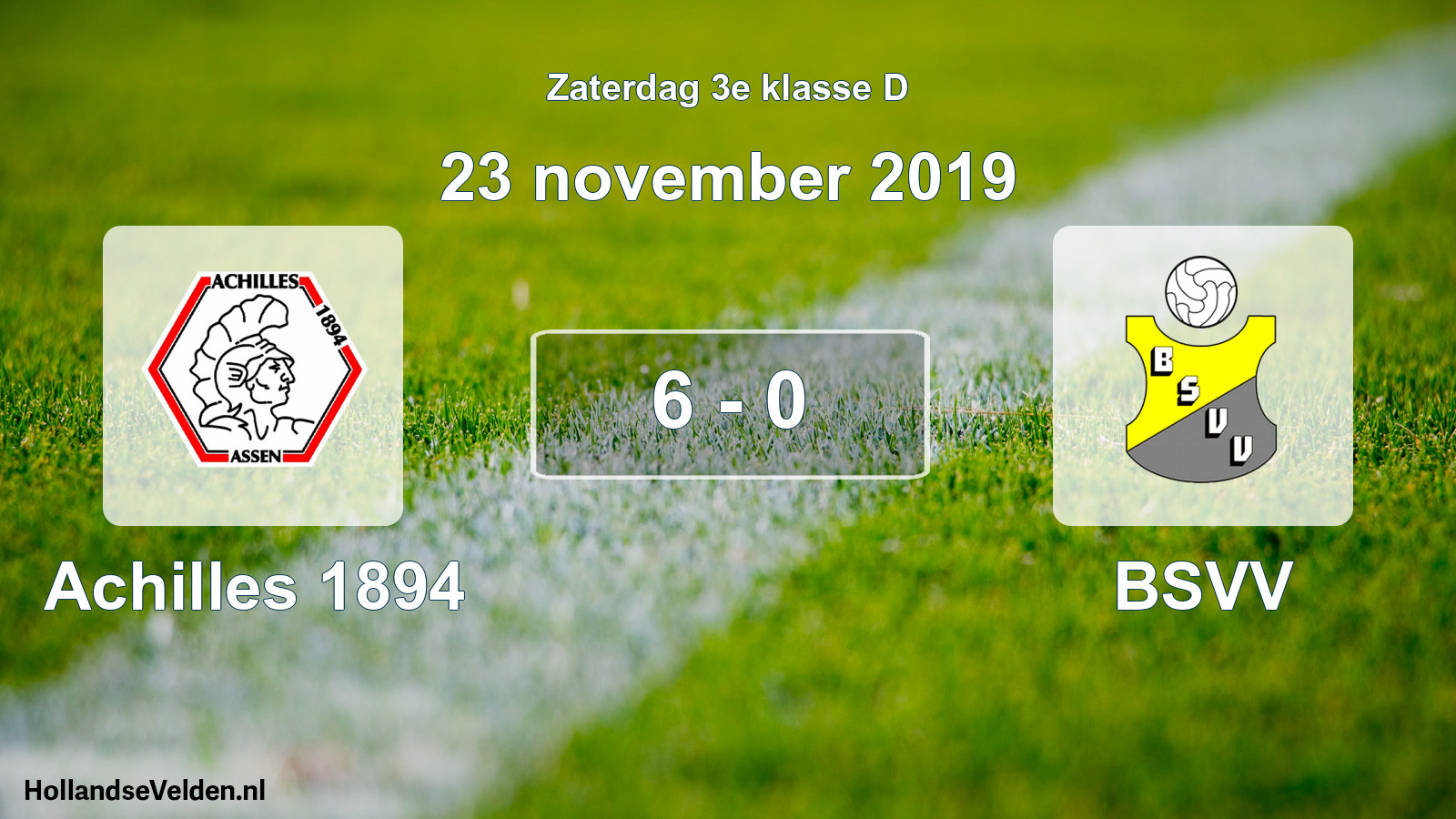Total number of matches played: Achilles 1894 - BSVV 6 - 0 (23 November 2019)