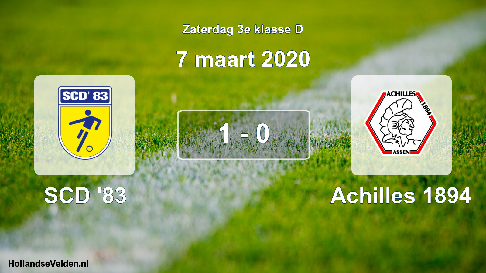 Total number of matches played: SCD '83 - Achilles 1894 1 - 0 (7 March 2020)