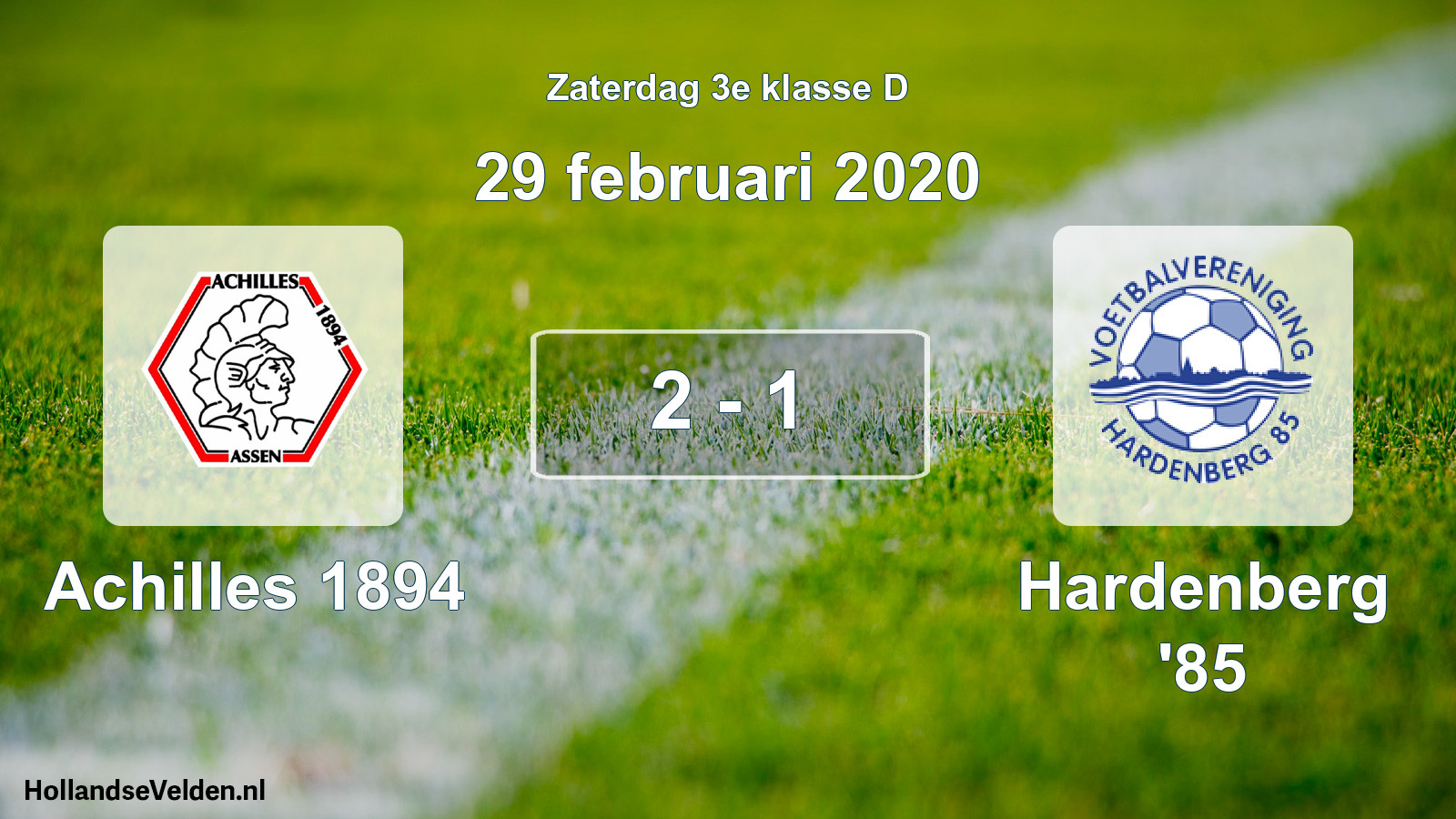 Total number of matches played: Achilles 1894 - Hardenberg '85 2 - 1 (29 February 2020)