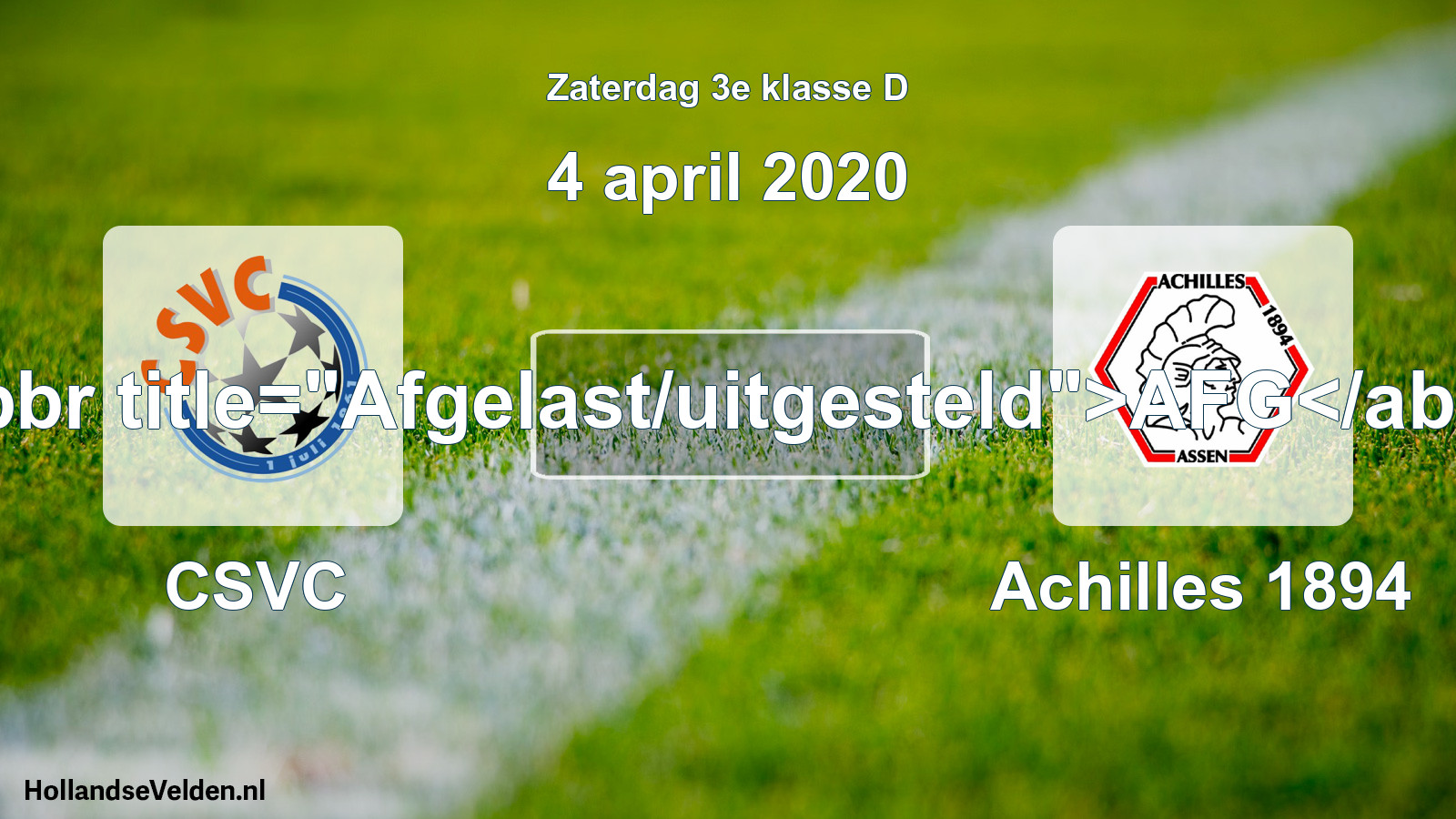 Scheduled Match: CSVC - Achilles 1894 (4 April 2020)
