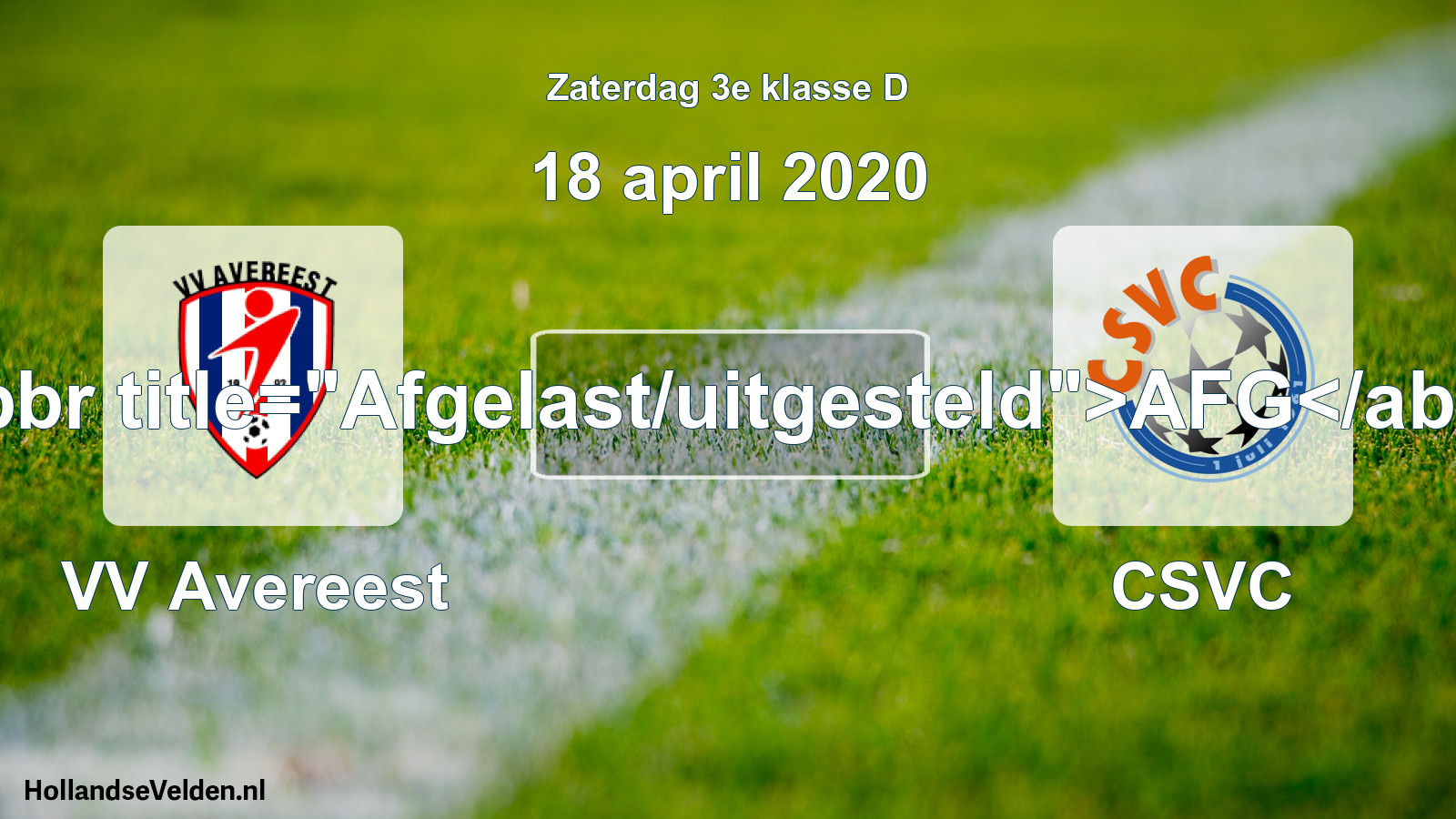 Scheduled Match: VV Avereest - CSVC (18 April 2020)