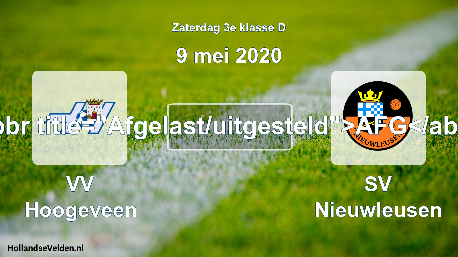Scheduled Match: VV Hoogeveen - SV Nieuwleusen (9 May 2020)