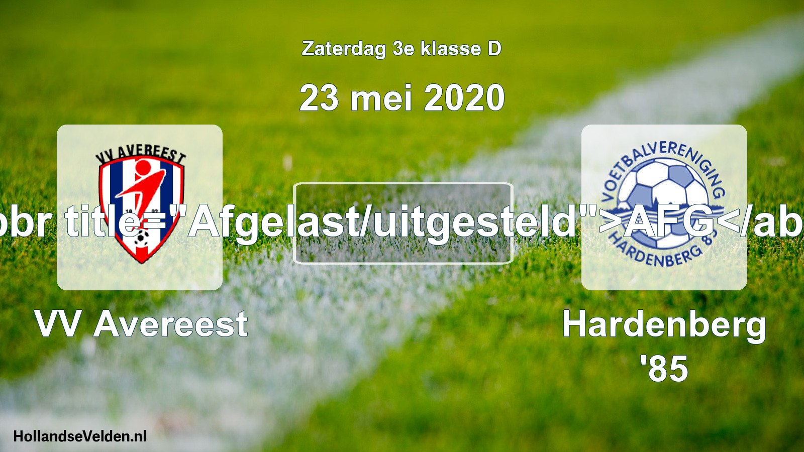 Scheduled Match: VV Avereest - Hardenberg '85 (23 May 2020)
