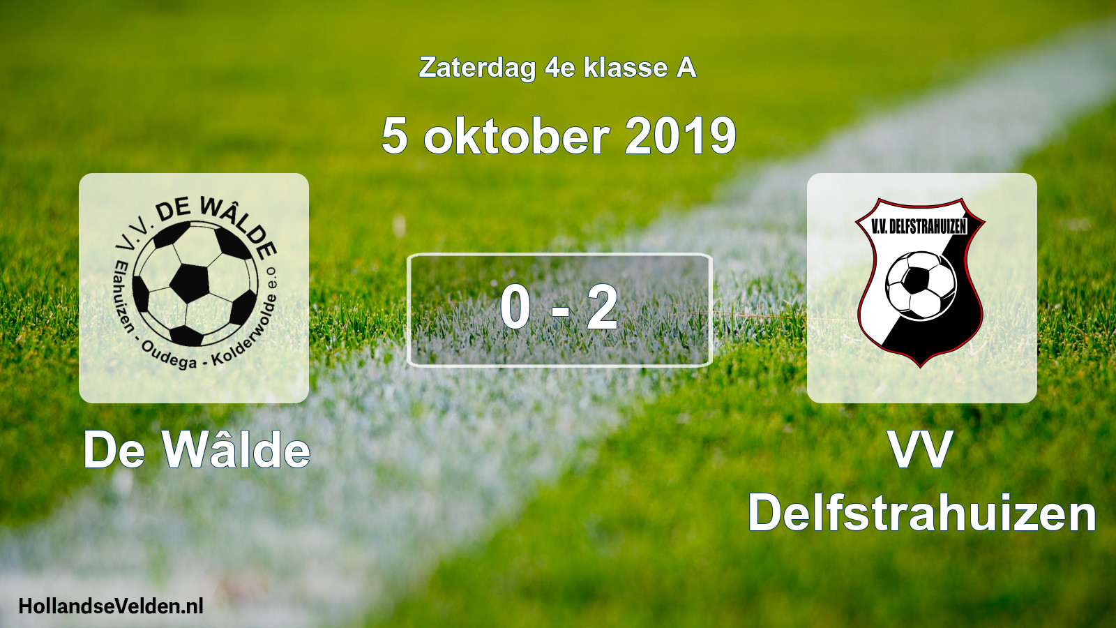Total number of matches played: De Wâlde - VV Delfstrahuizen 0 - 2 (5 October 2019)
