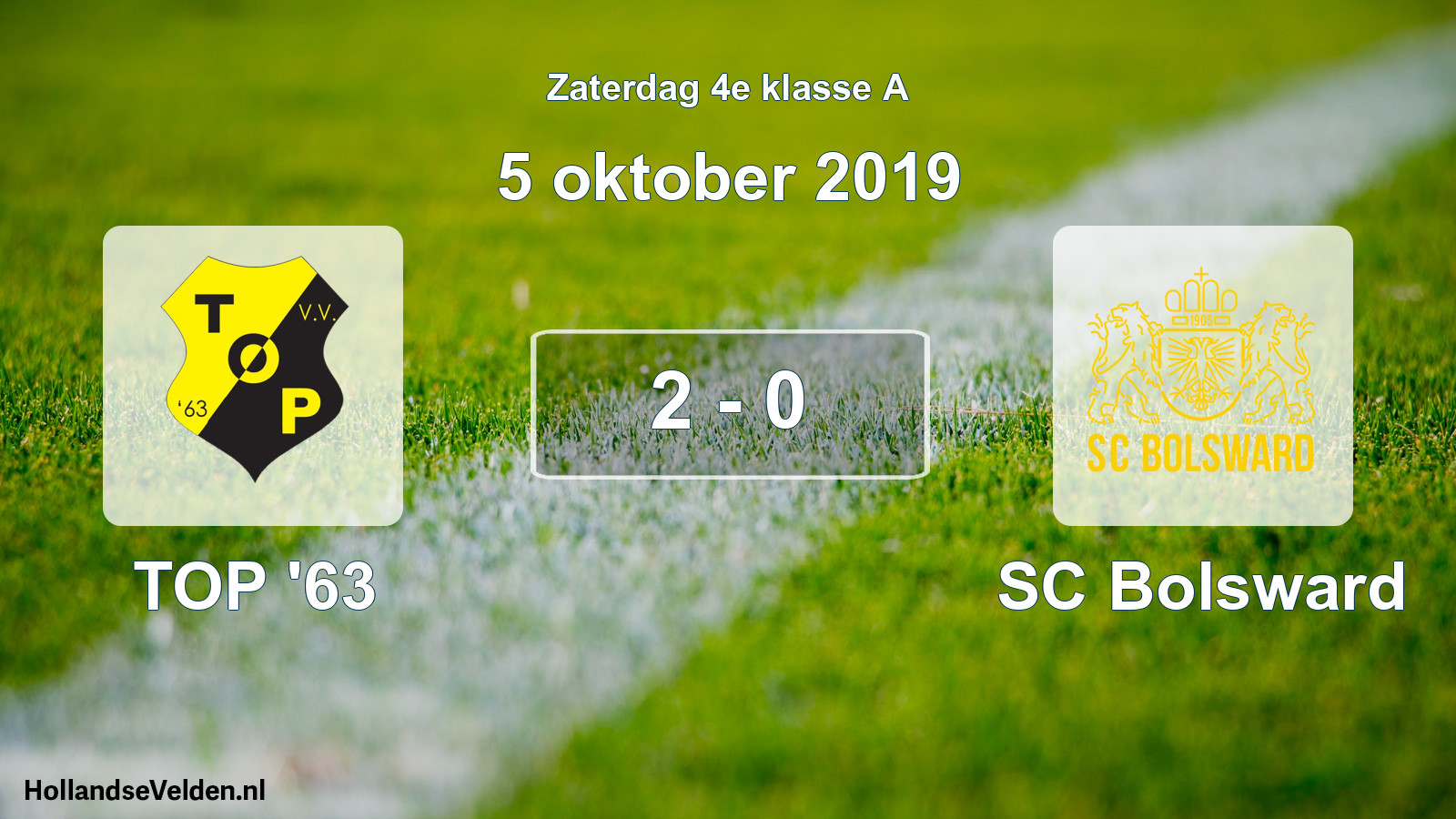 Total number of matches played: TOP '63 - SC Bolsward 2 - 0 (5 October 2019)
