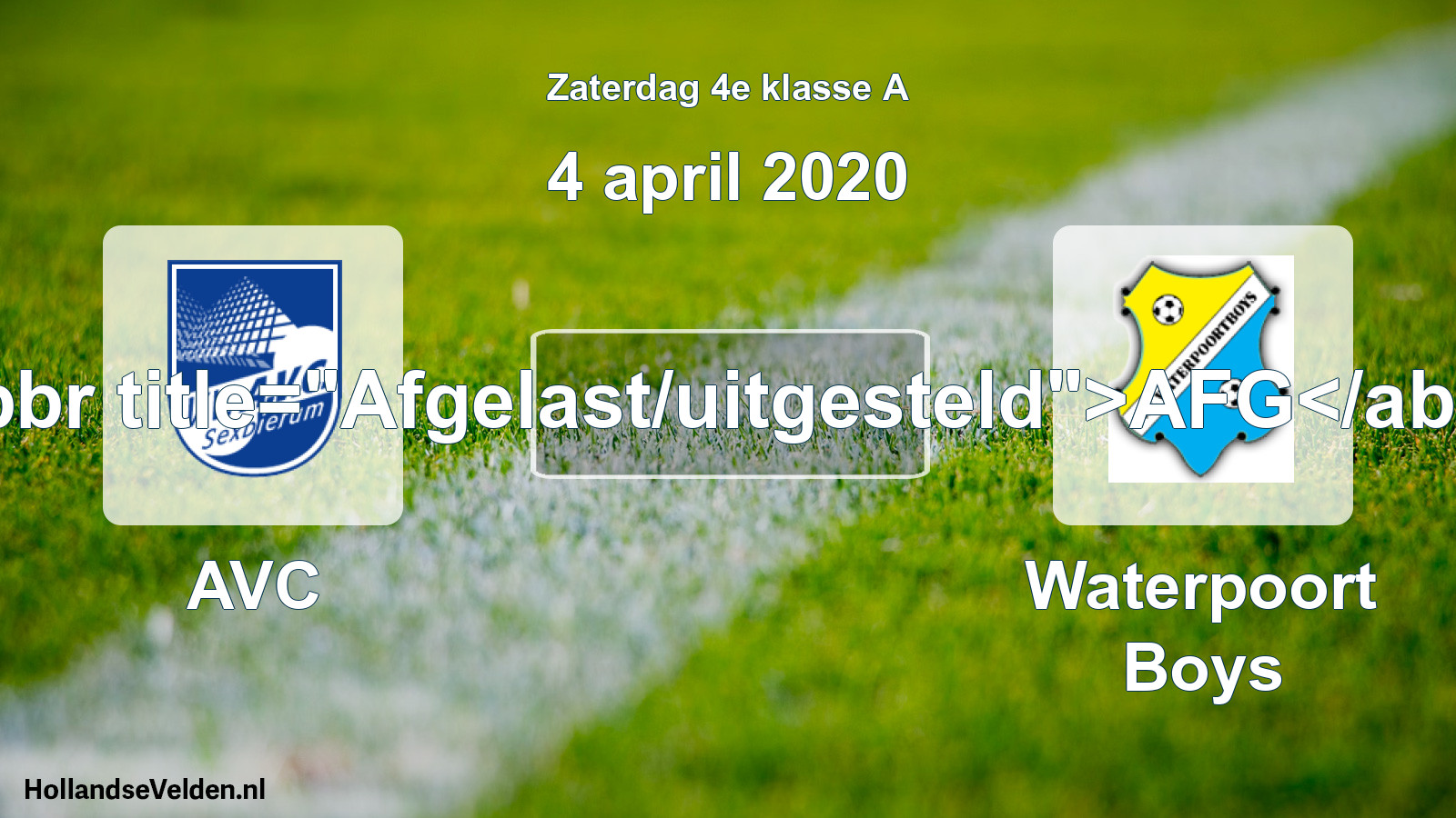 Scheduled Match: AVC - Waterpoort Boys (4 April 2020)