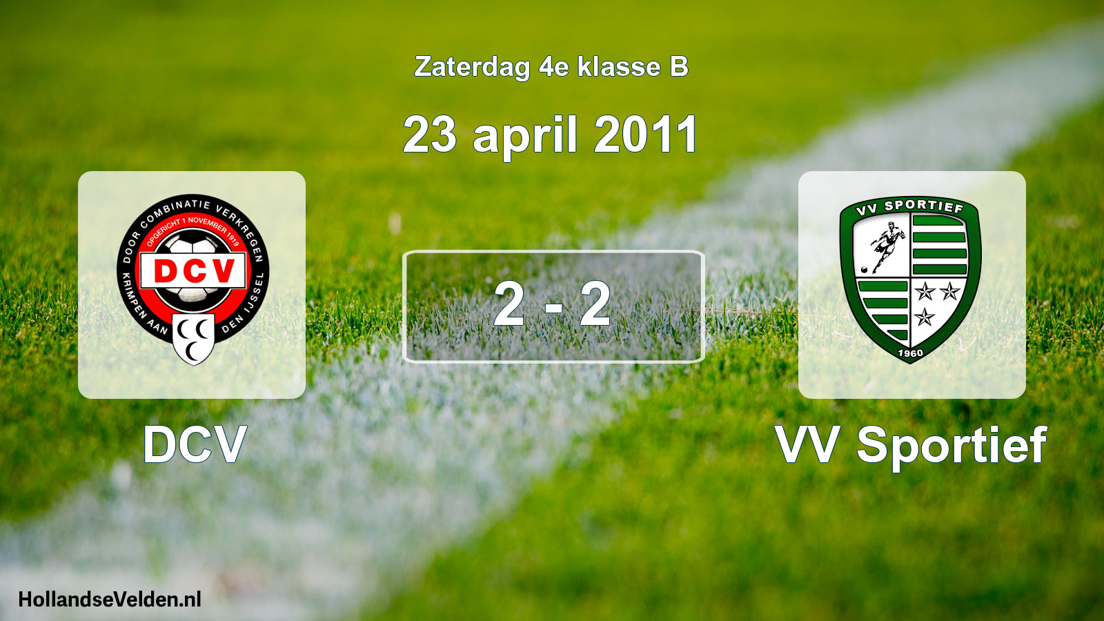 Total number of matches played: DCV - VV Sportief 2 - 2 (23 April 2011)