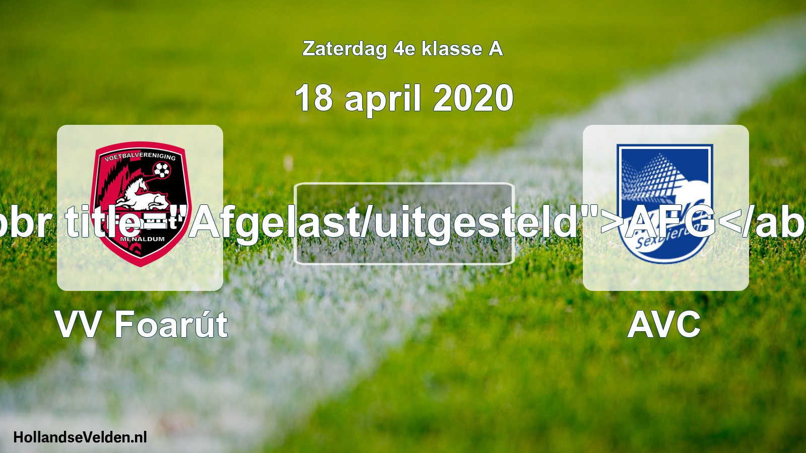 Scheduled Match: VV Foarút - AVC (18 April 2020)