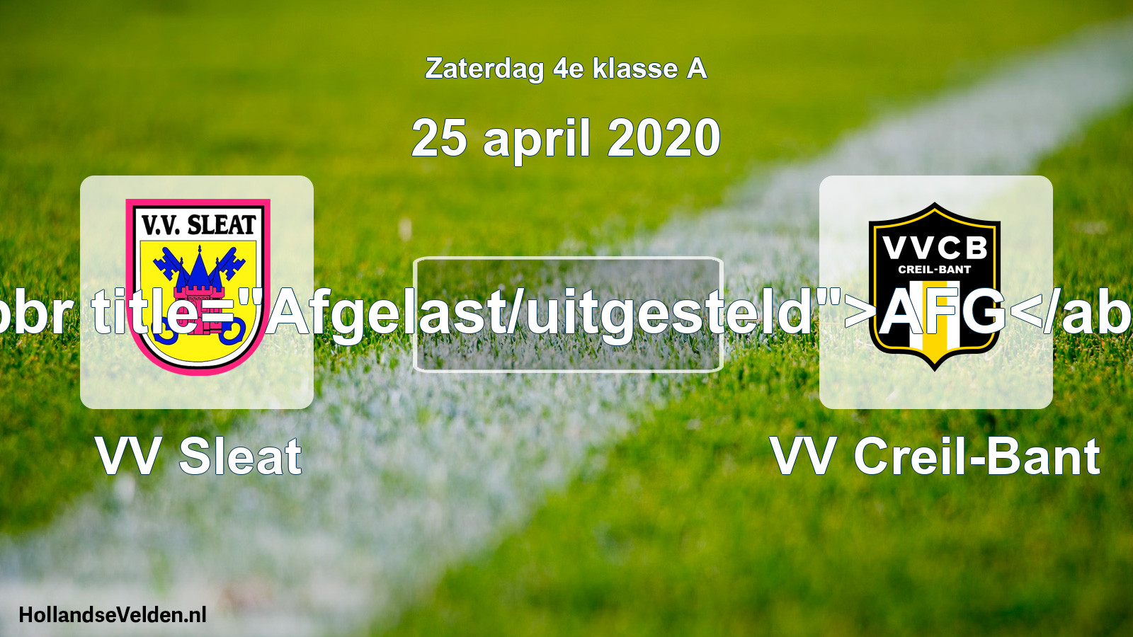 Scheduled Match: VV Sleat - VV Creil-Bant (25 April 2020)
