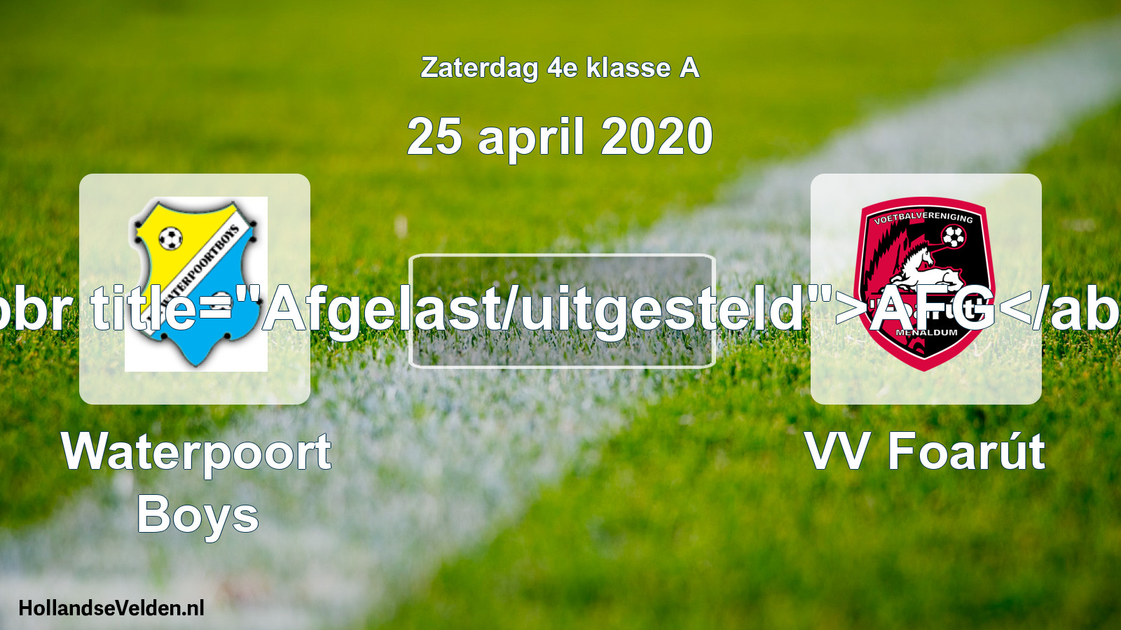 Scheduled Match: Waterpoort Boys - VV Foarút (25 April 2020)