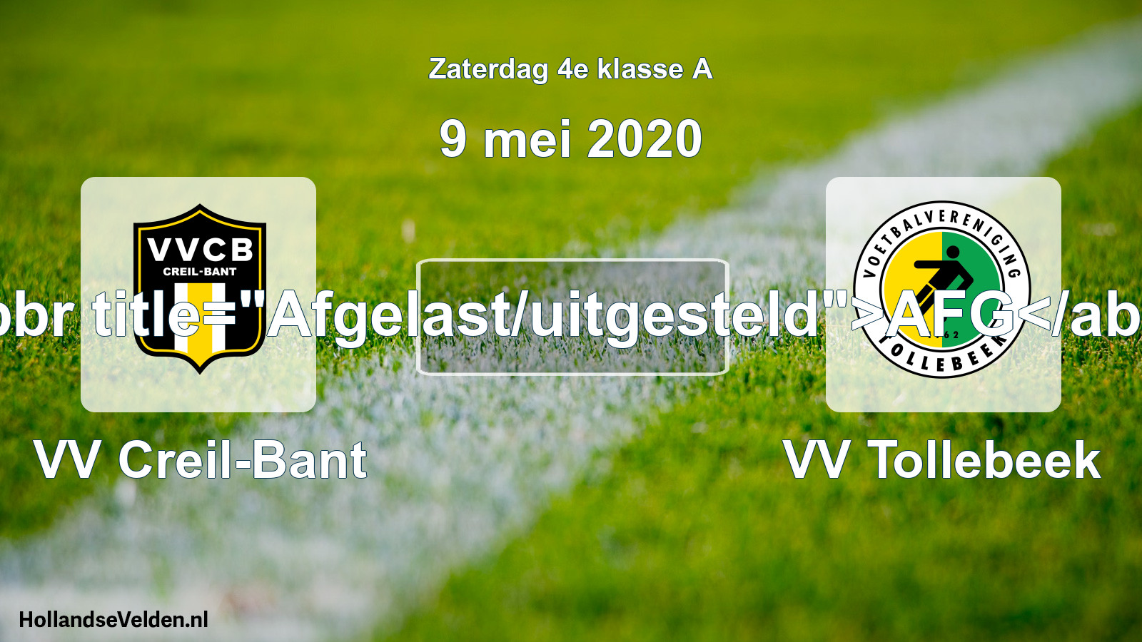 Scheduled Match: VV Creil-Bant - VV Tollebeek (9 May 2020)