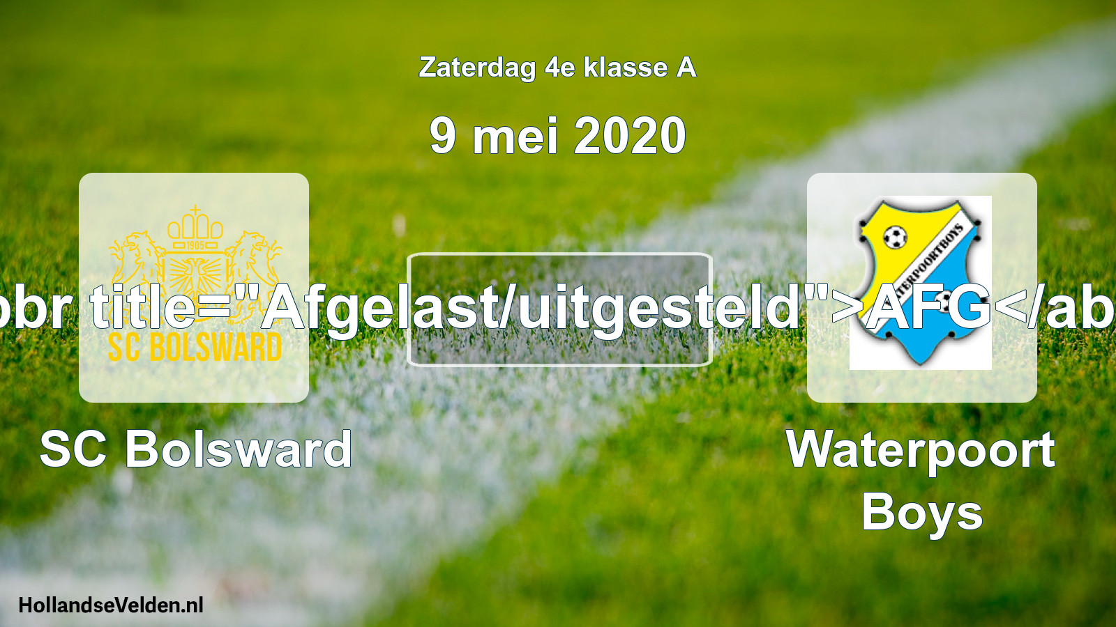 Scheduled Match: SC Bolsward - Waterpoort Boys (9 May 2020)