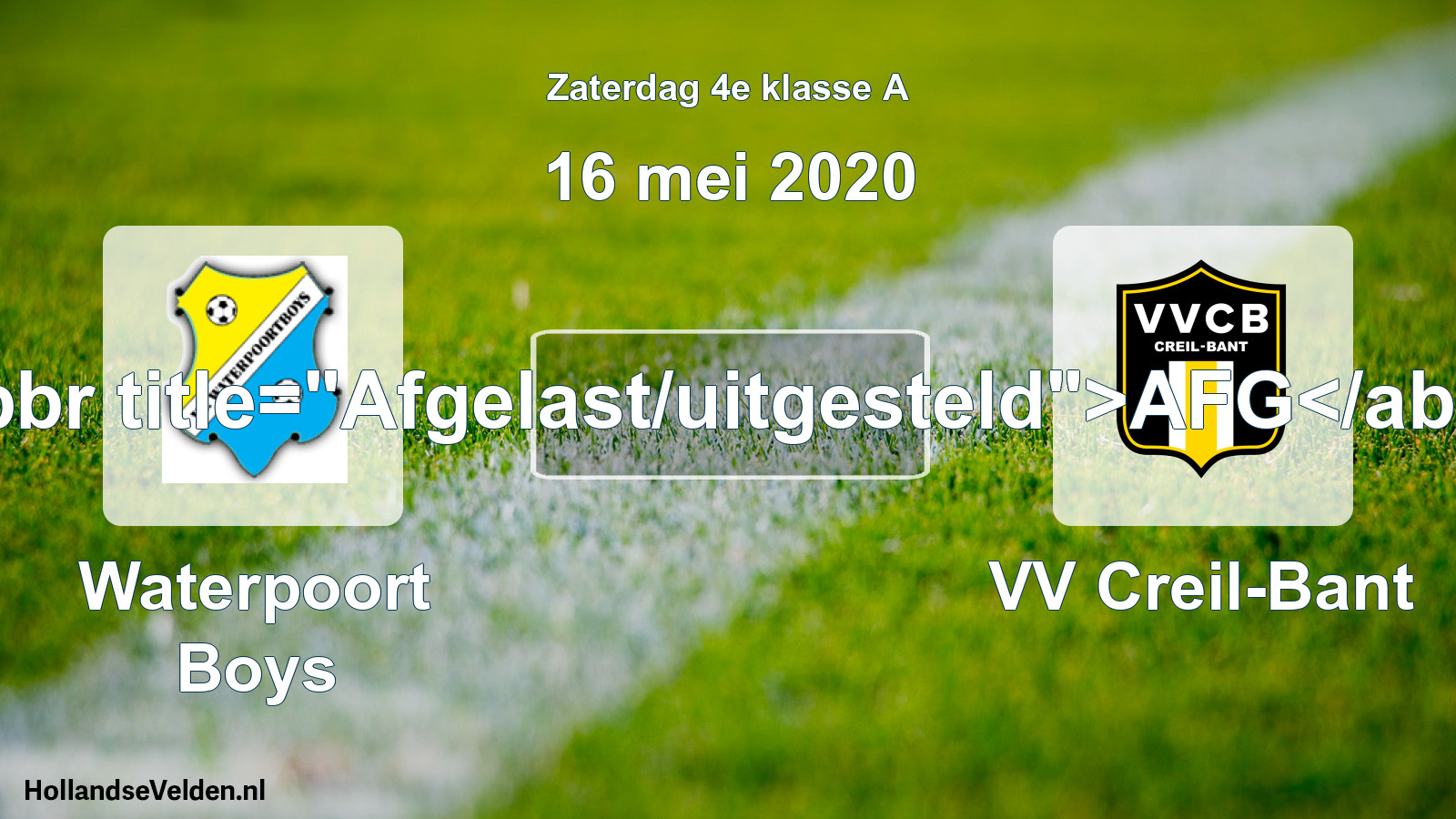 Scheduled Match: Waterpoort Boys - VV Creil-Bant (16 May 2020)