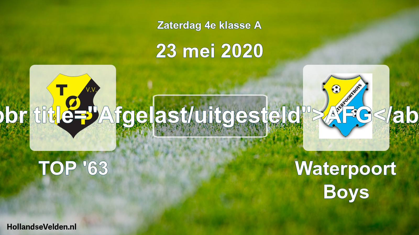 Scheduled Match: TOP '63 - Waterpoort Boys (23 May 2020)