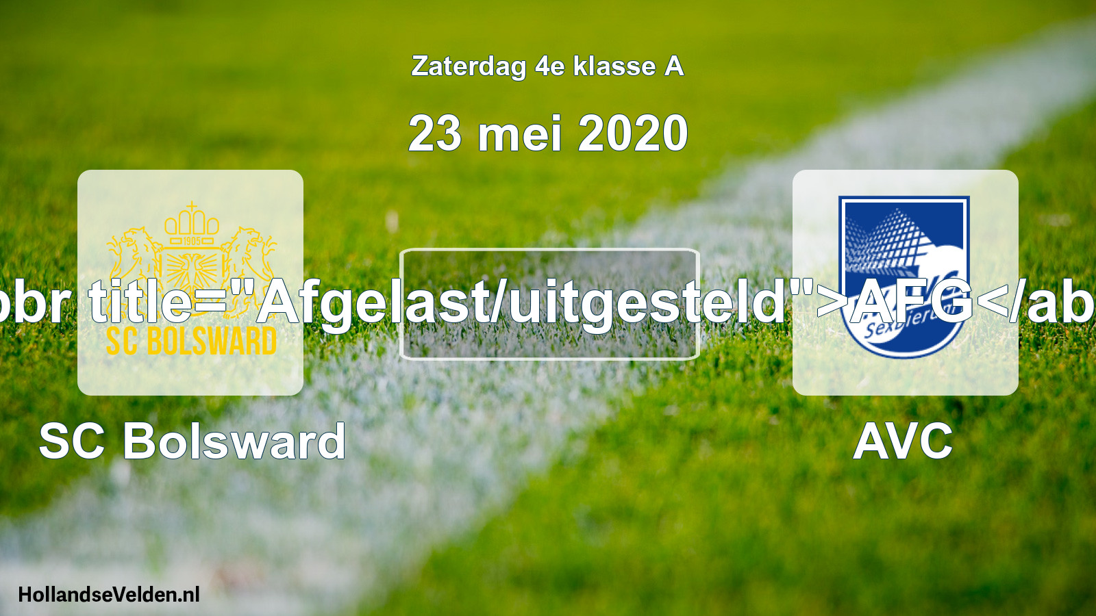 Scheduled Match: SC Bolsward - AVC (23 May 2020)