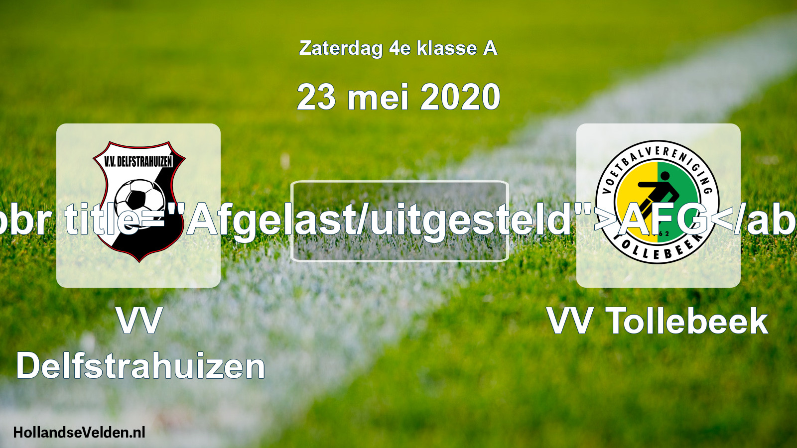 Scheduled Match: VV Delfstrahuizen - VV Tollebeek (23 May 2020)