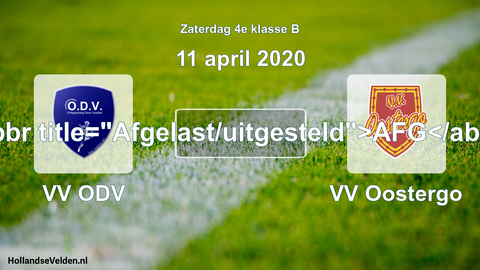 Scheduled Match: VV ODV - VV Oostergo (11 April 2020)