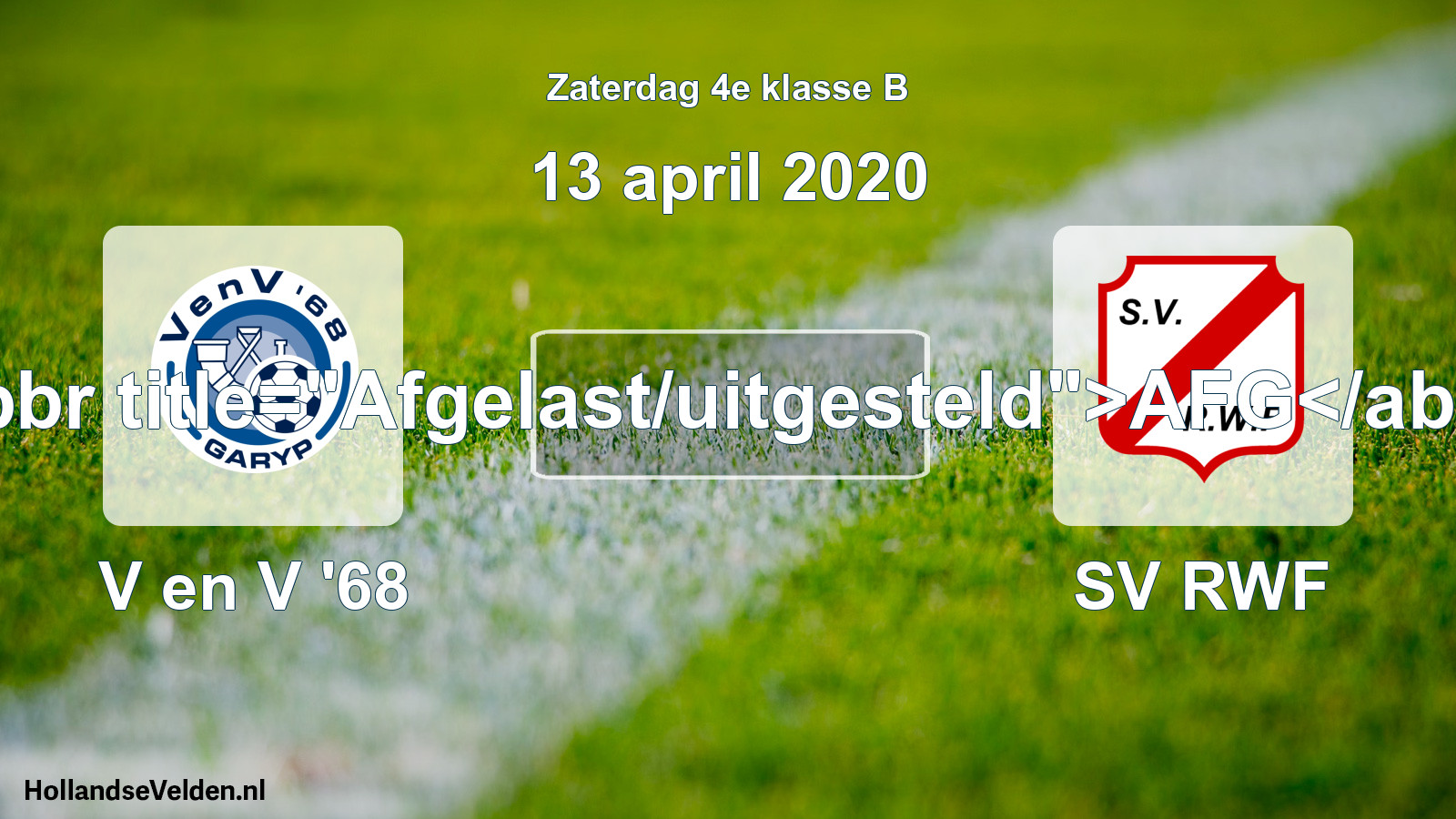 Scheduled Match: V en V '68 - SV RWF (13 April 2020)
