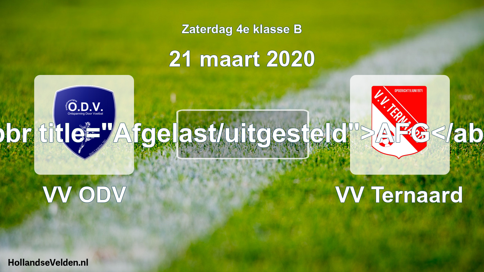 Scheduled Match: VV ODV - VV Ternaard (21 March 2020)
