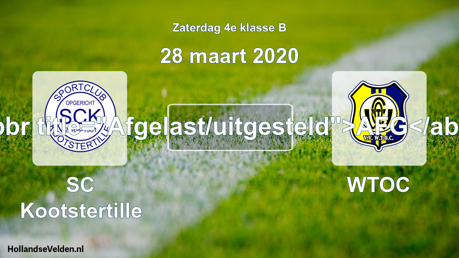 Scheduled Match: SC Kootstertille - WTOC (28 March 2020)