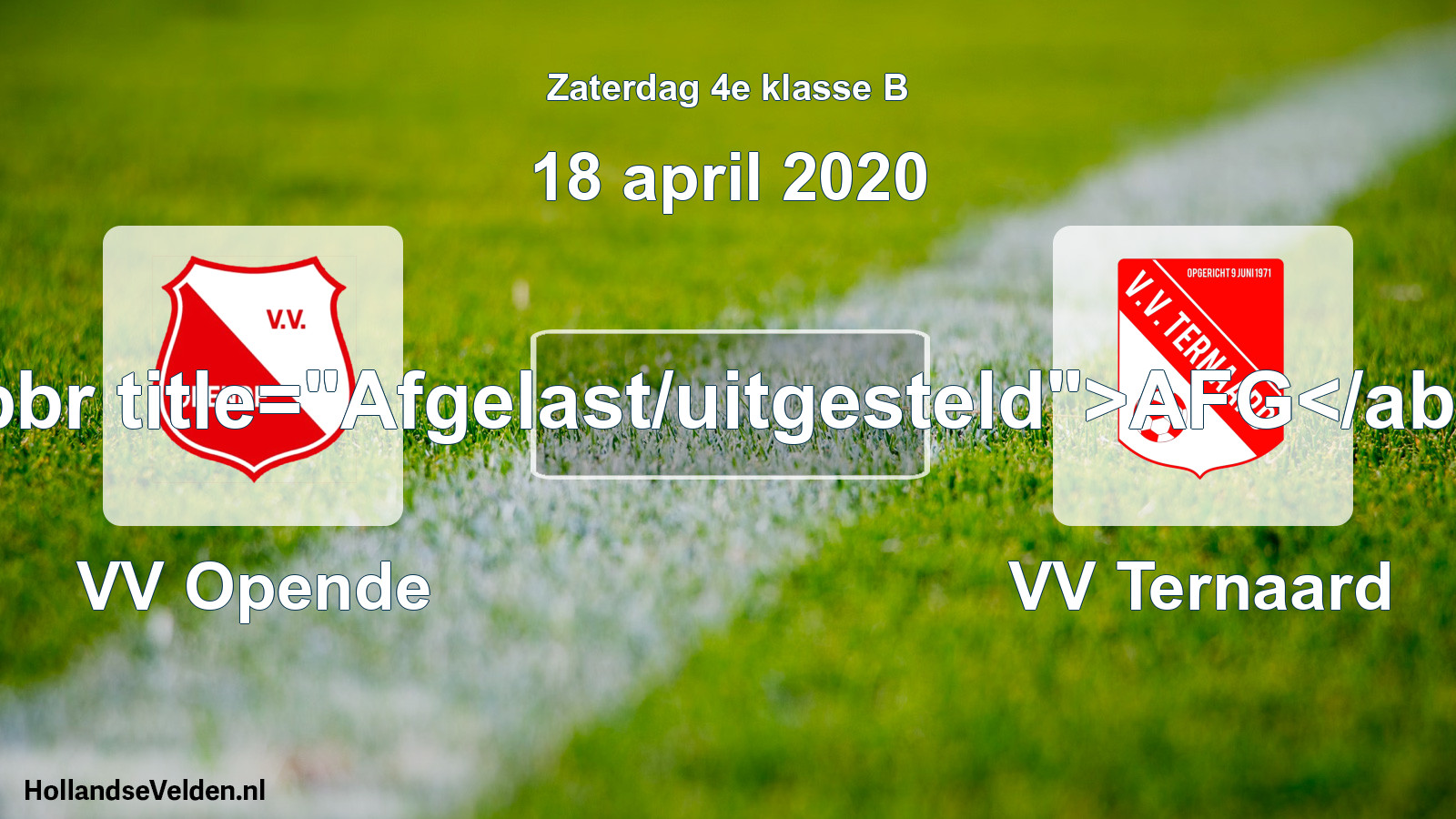 Scheduled Match: VV Opende - VV Ternaard (18 April 2020)