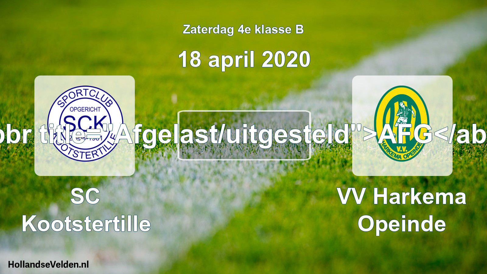Scheduled Match: SC Kootstertille - VV Harkema Opeinde (18 April 2020)