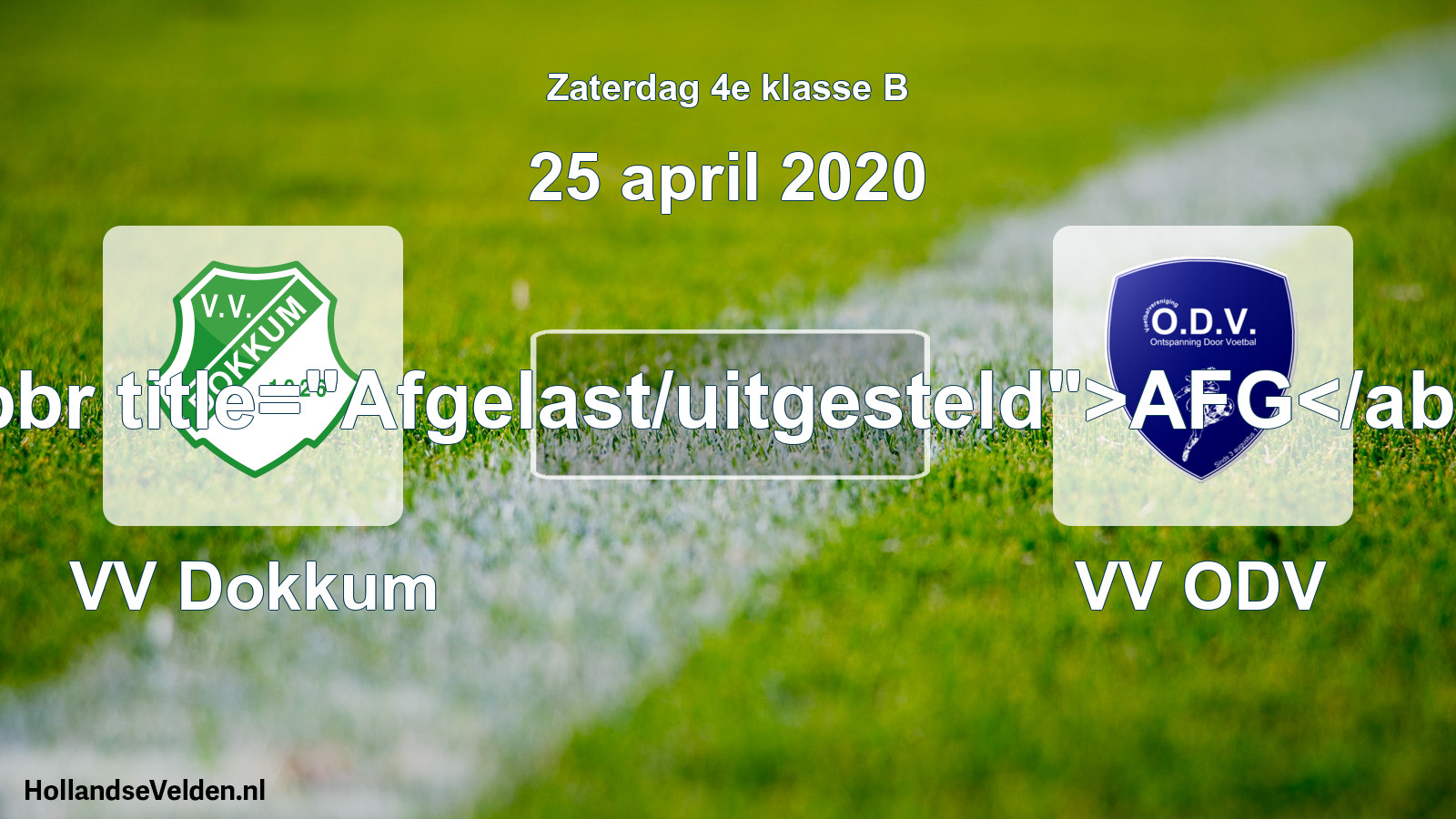 Scheduled Match: VV Dokkum - VV ODV (25 April 2020)