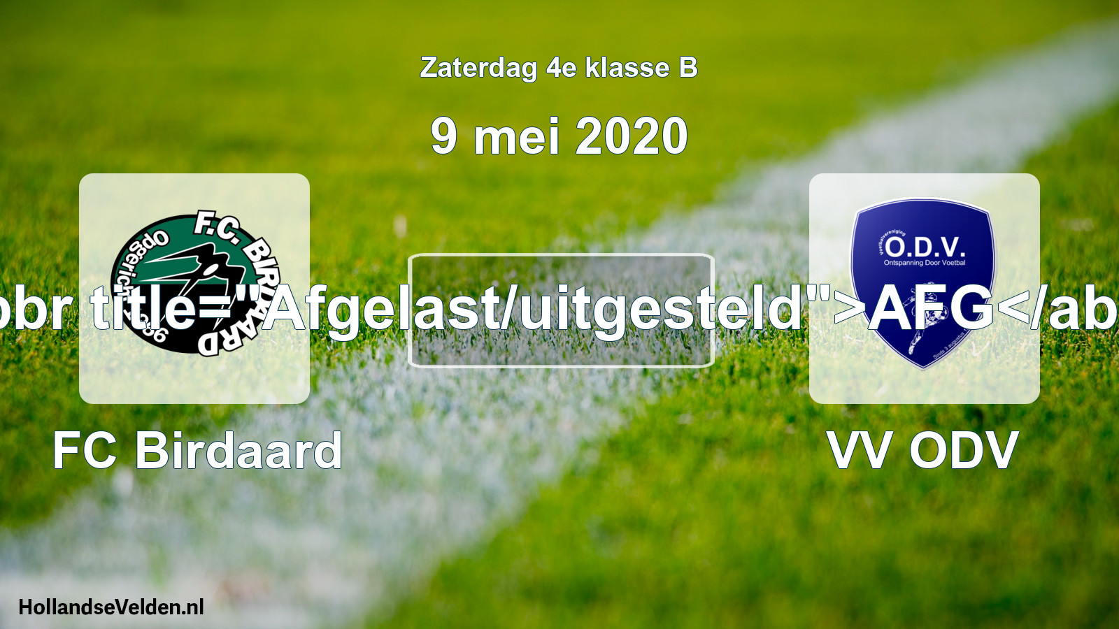 Scheduled Match: FC Birdaard - VV ODV (9 May 2020)