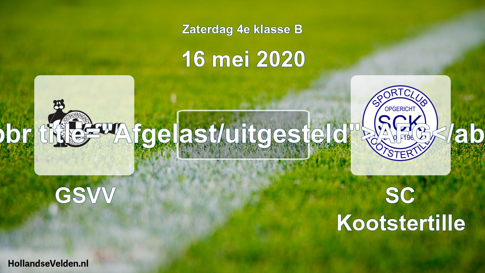 Scheduled Match: GSVV - SC Kootstertille (16 May 2020)