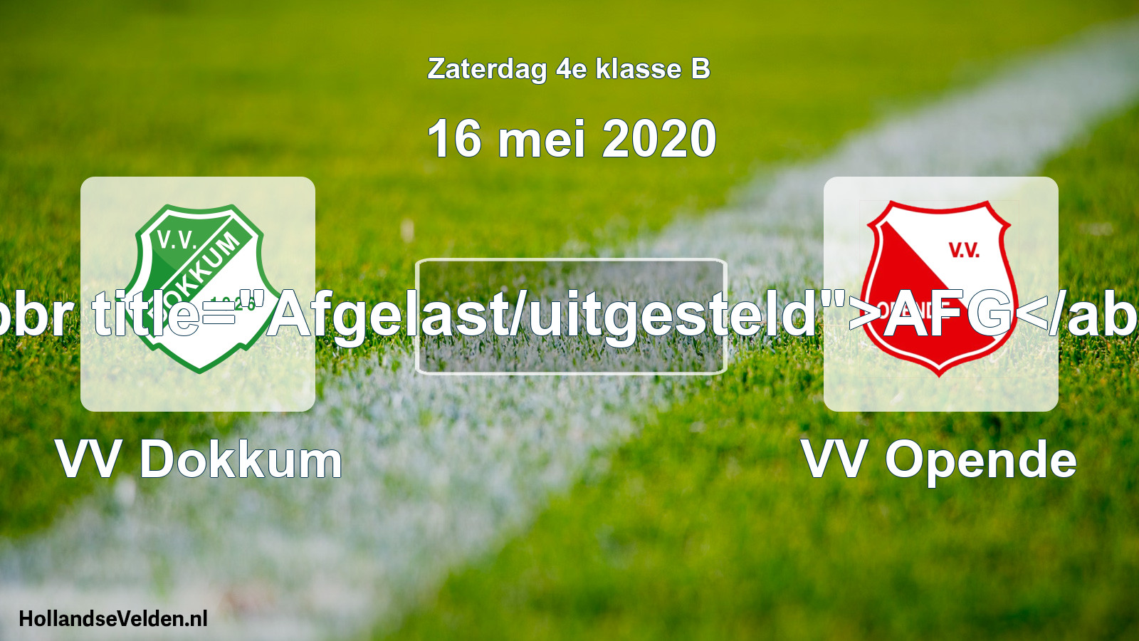 Scheduled Match: VV Dokkum - VV Opende (16 May 2020)