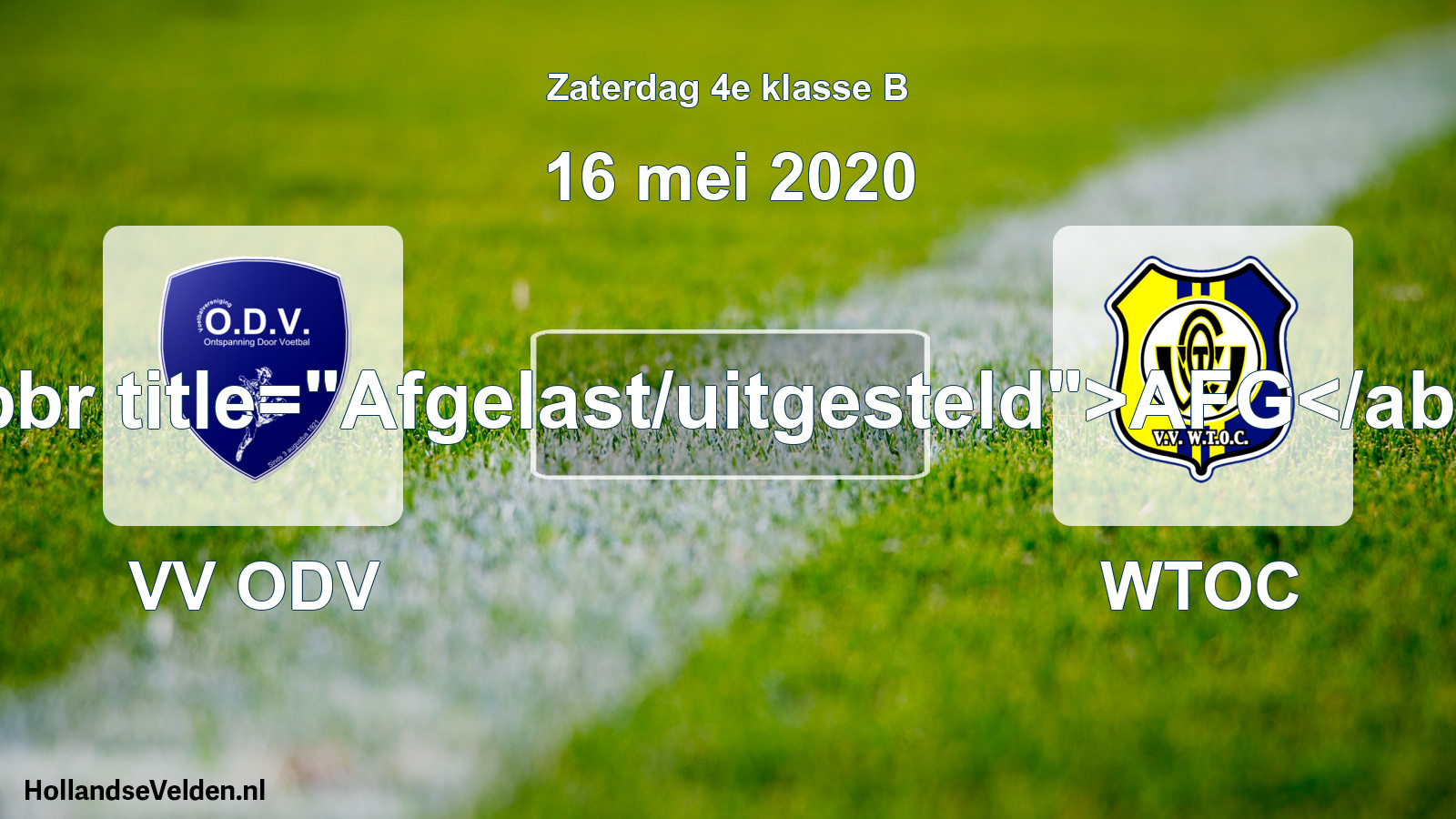 Scheduled Match: VV ODV - WTOC (16 May 2020)