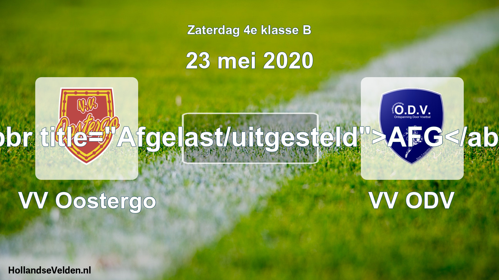Scheduled Match: VV Oostergo - VV ODV (23 May 2020)